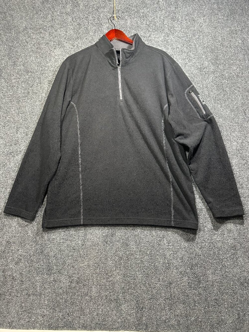 Ahead Sweater Mens XL Fleece 1/4 Zip Black Pullover Jackson Hole Logo Pocket